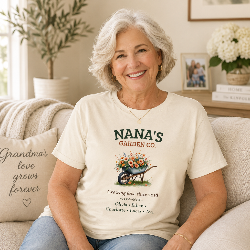 Nana's Garden Co. t-shirt size and fit guide