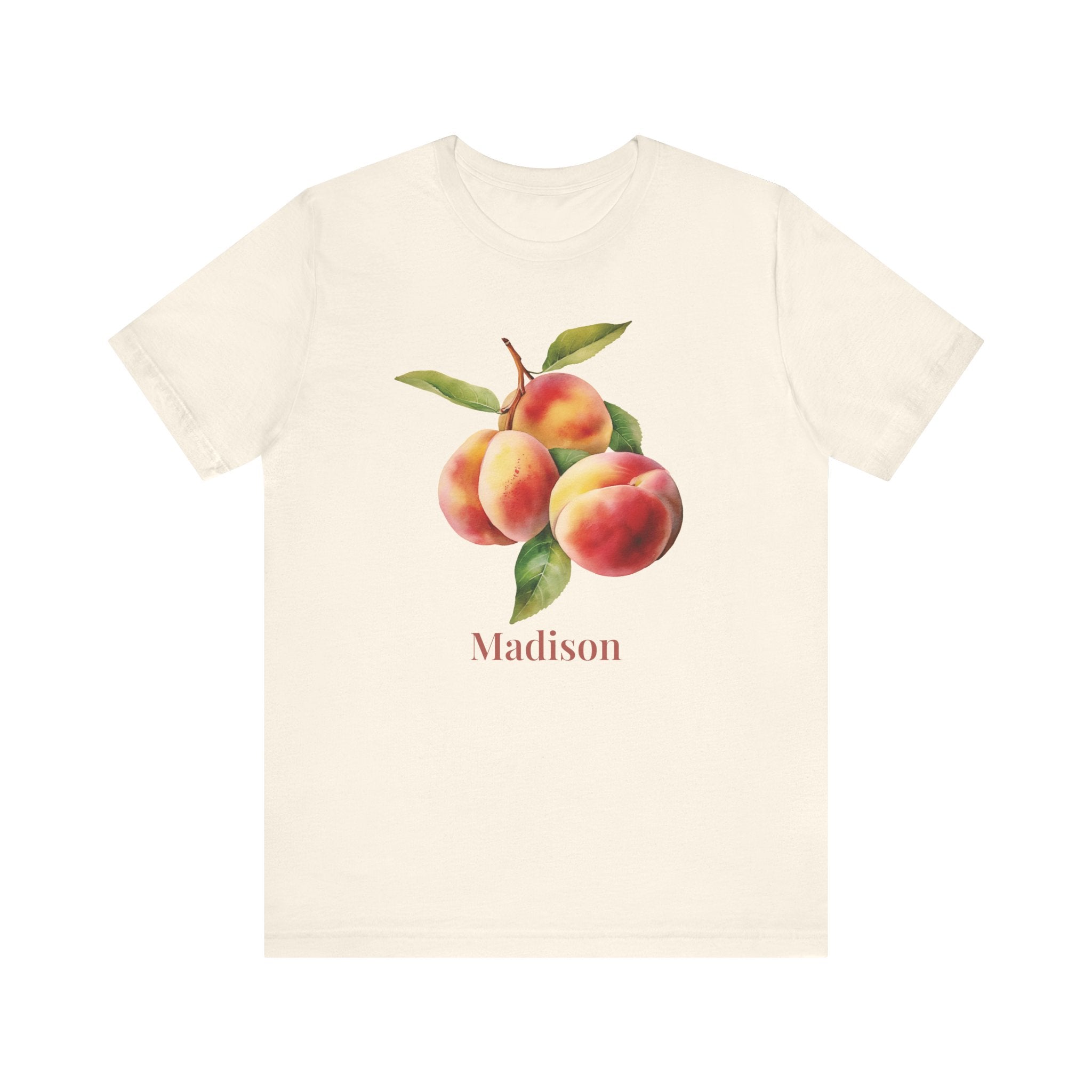 Back view of peach personalized white t-shirt