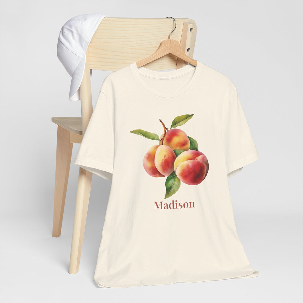 Peach personalized t-shirt side view