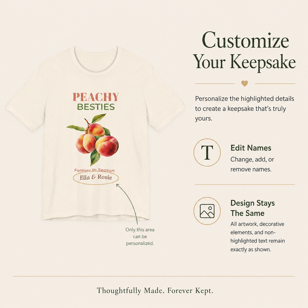 Peachy Besties t-shirt fabric and neckline detail