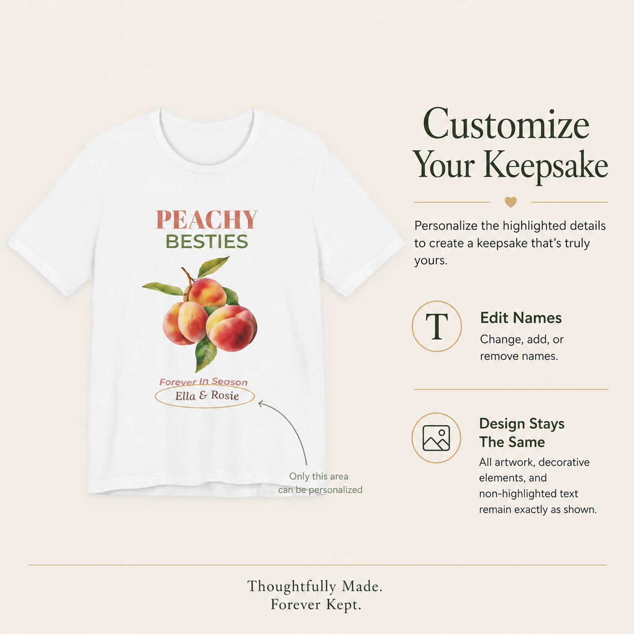Peachy Besties unisex t-shirt front view