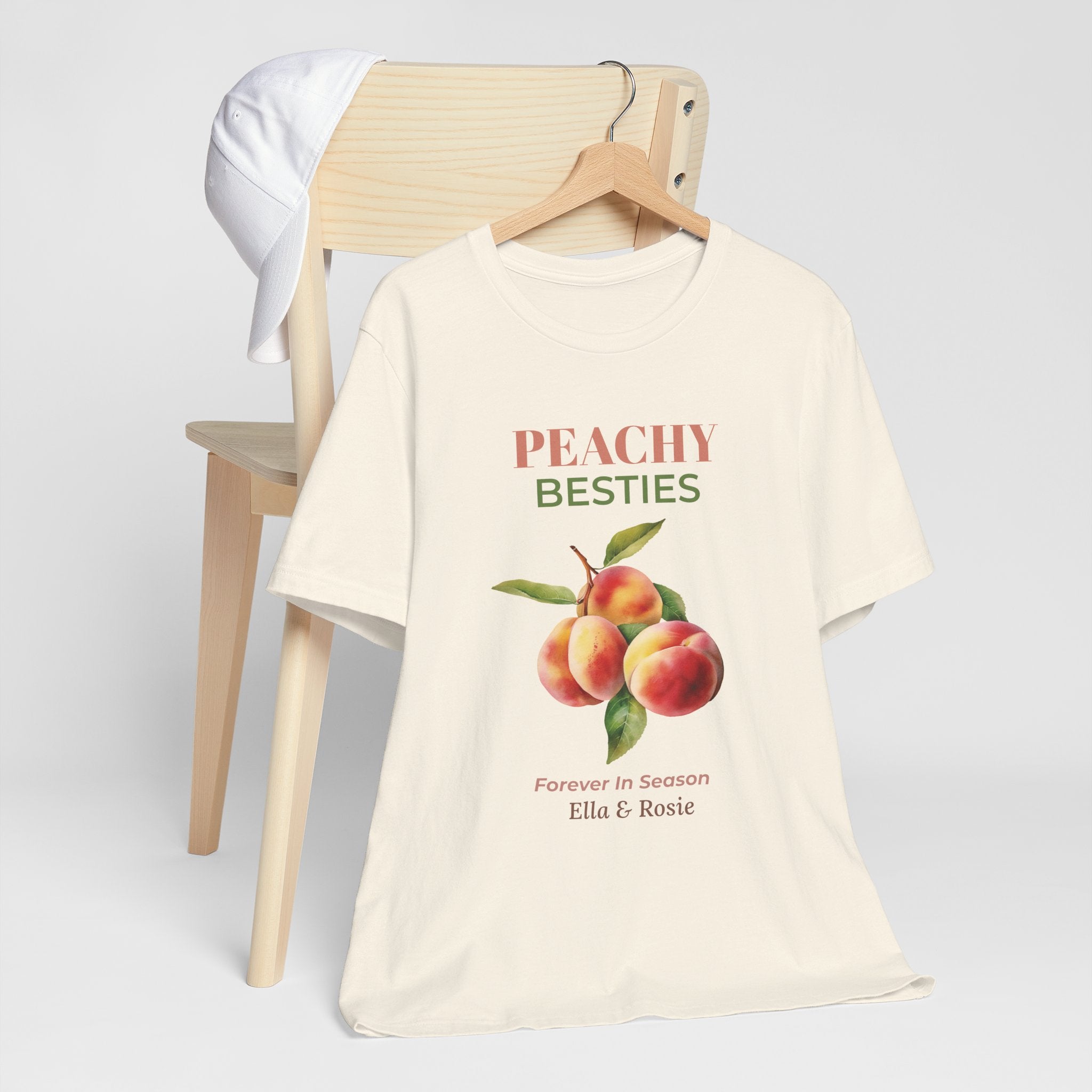 Peachy Besties personalized t-shirt presented as a gift