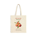 Personalized Peachy Besties natural canvas tote with a watercolour peach design, 'Forever In Season' and two names