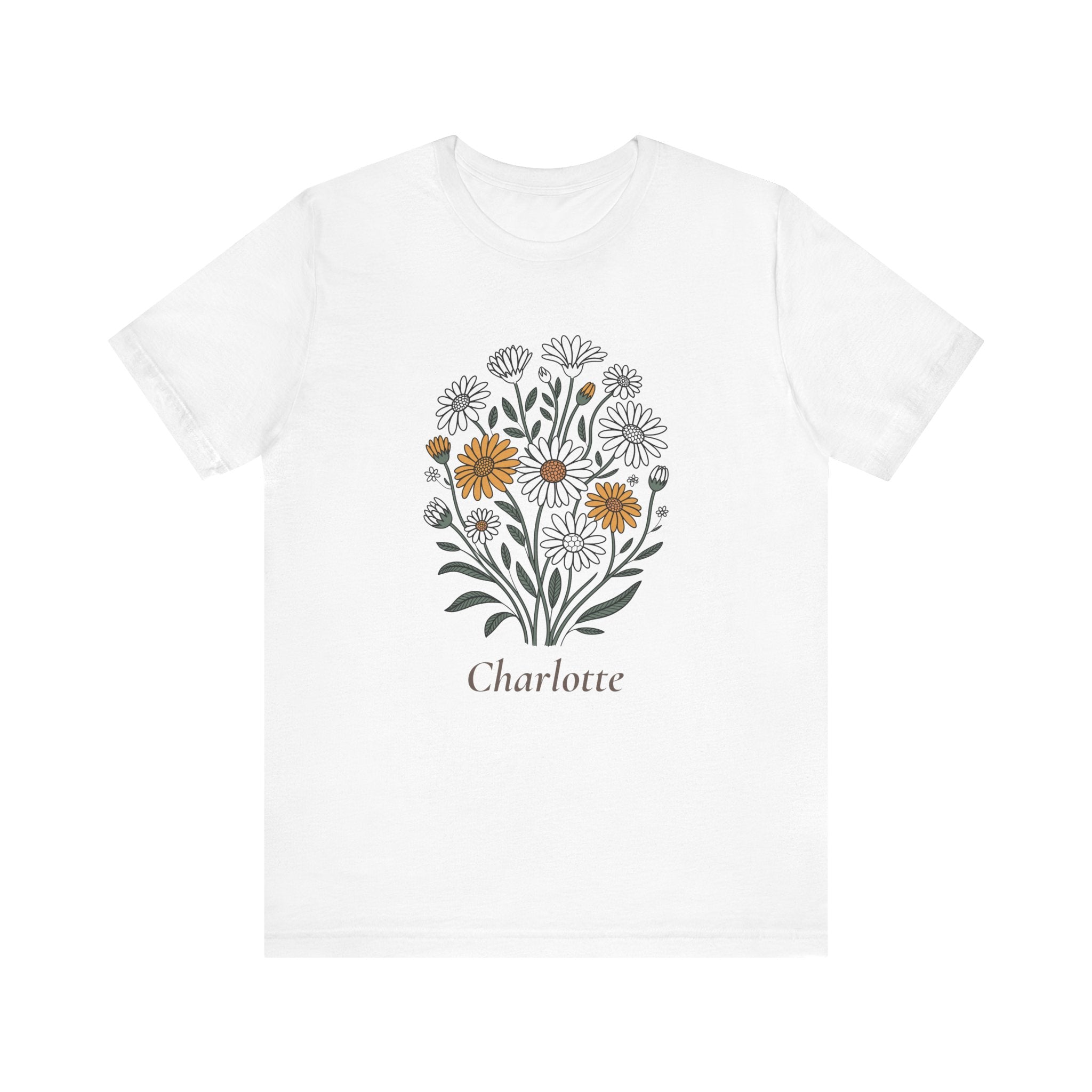 Daisy bouquet personalized white t-shirt with custom name