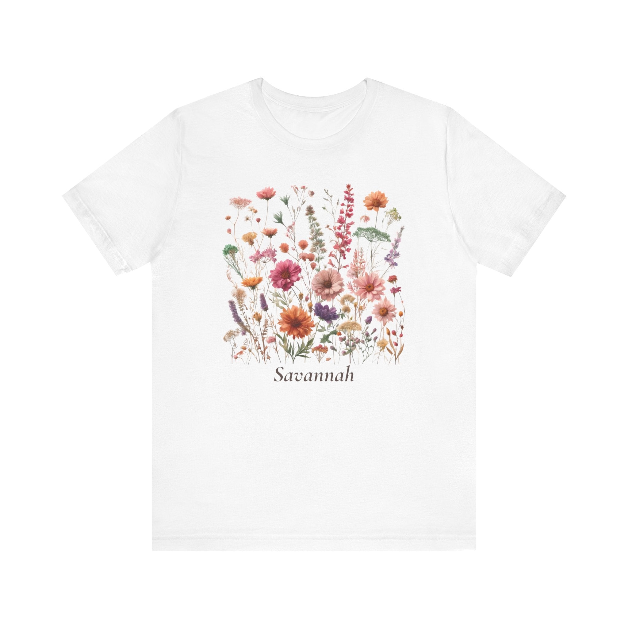 Wildflower bouquet personalized white t-shirt with custom name