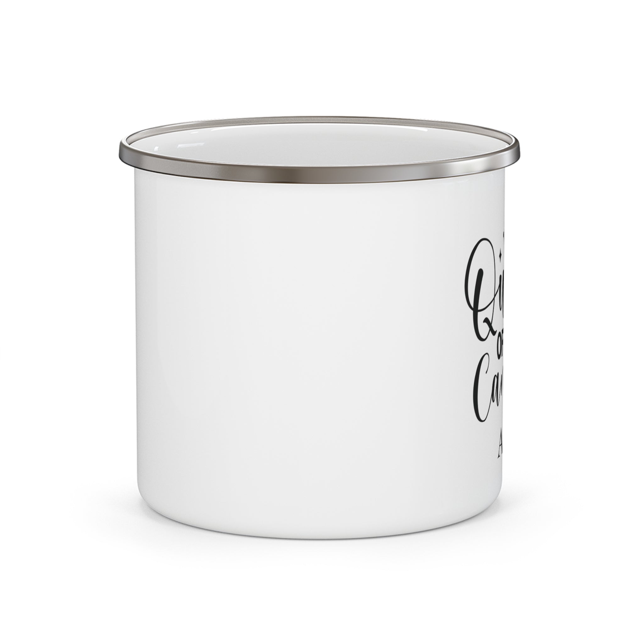 Queen of the Campfire personalized mug displayed outdoors at a campsite