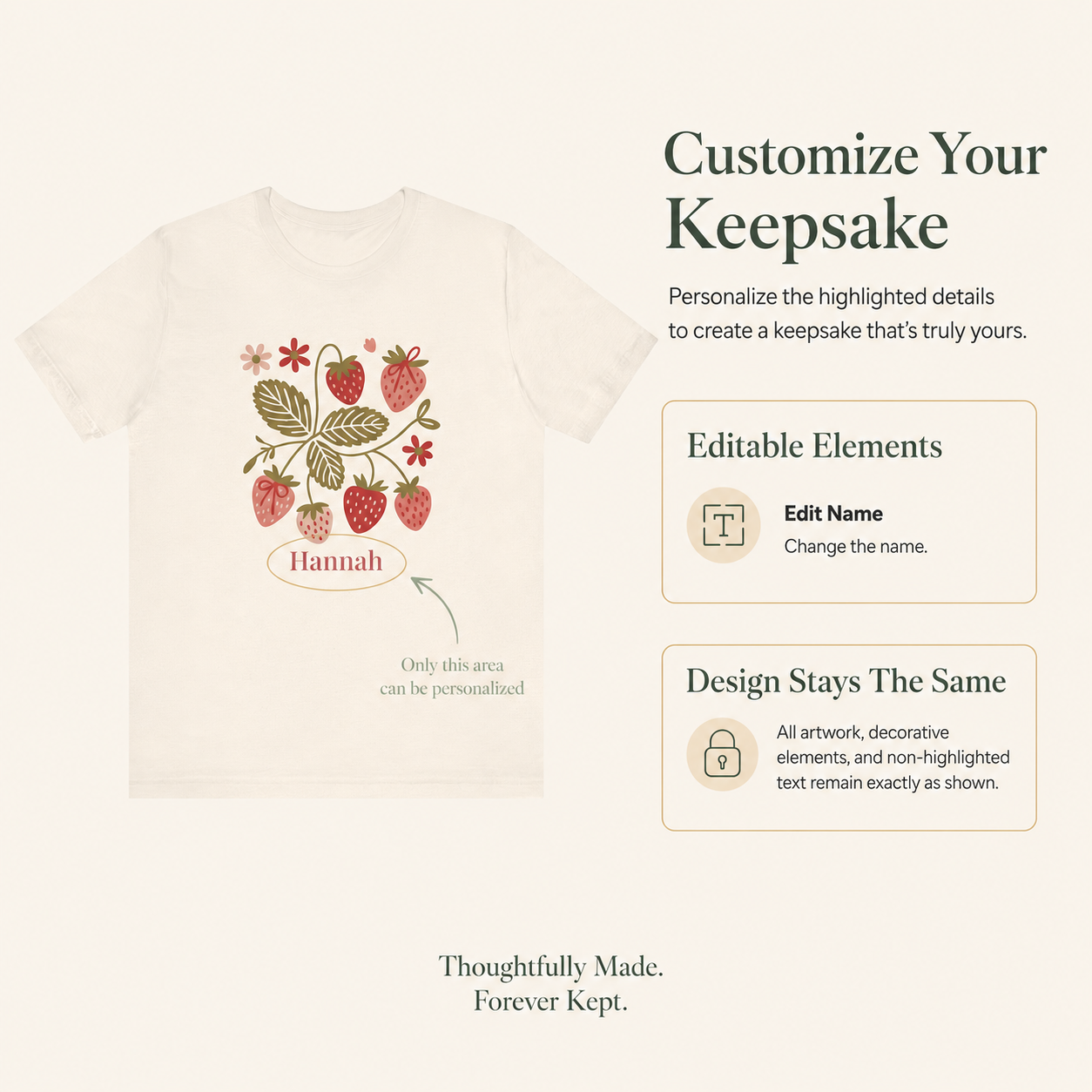 Strawberry blossom t-shirt neckline and collar detail