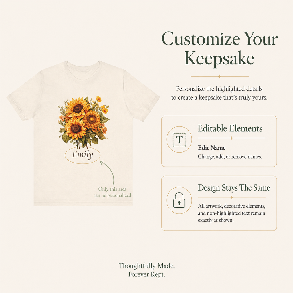 Sunflower bouquet t-shirt design placement guide