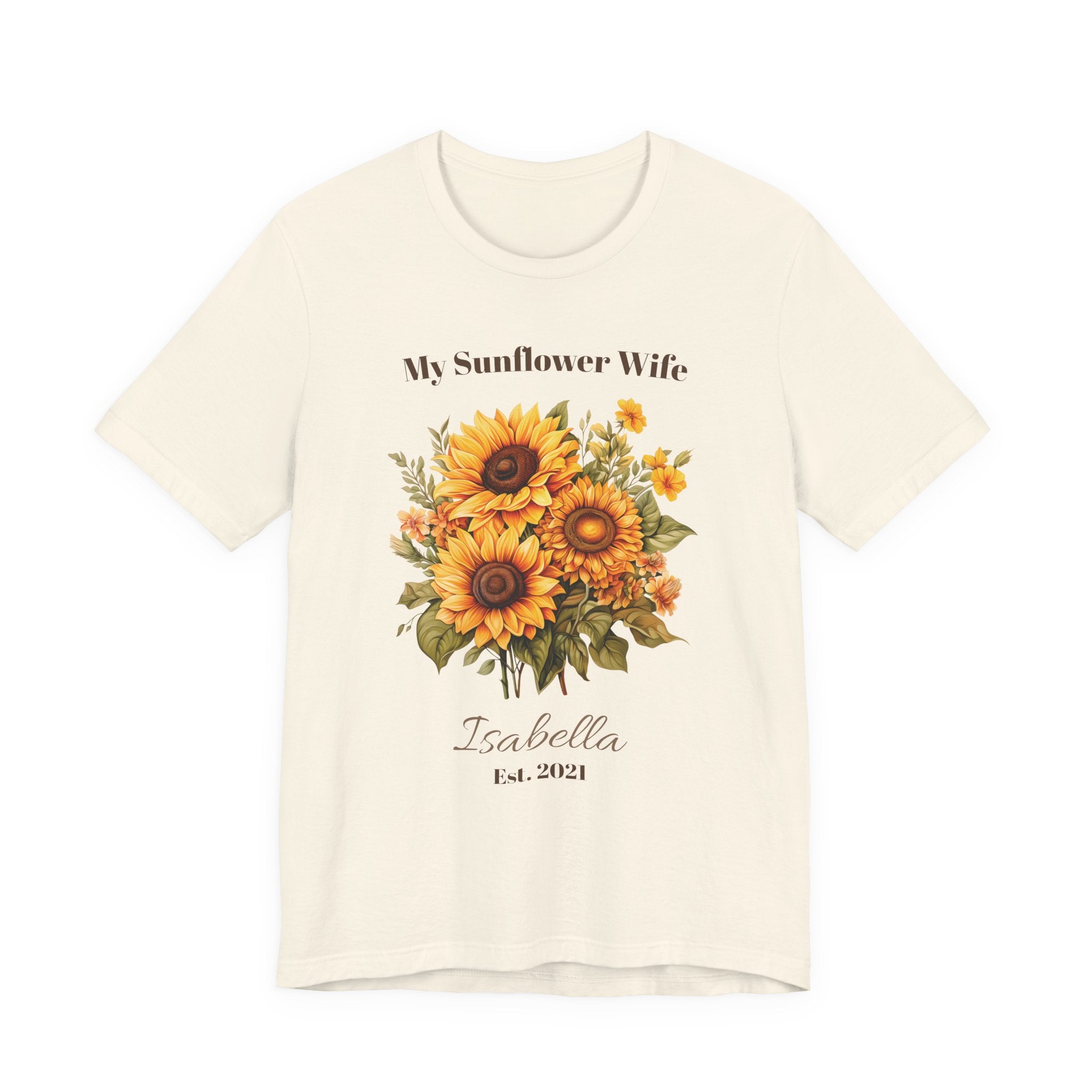 My Sunflower Wife personalized t-shirt shown folded flat