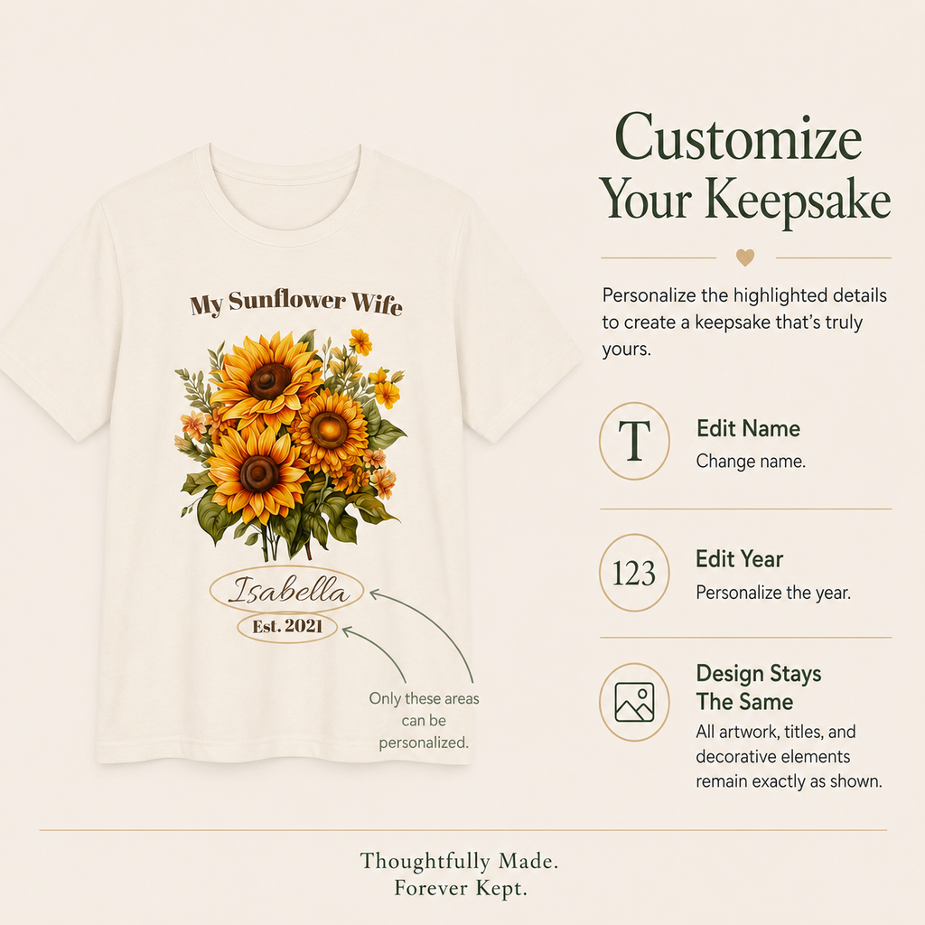 My Sunflower Wife personalized tee displayed on a hanger