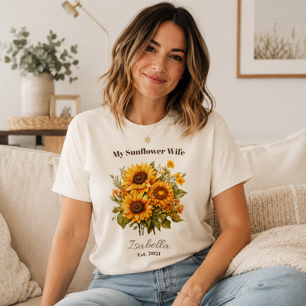 My Sunflower Wife t-shirt size and fit guide