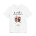 Personalized Wildflower Co. birthday t-shirt with a custom name, 'EST.' year and a floral cart design
