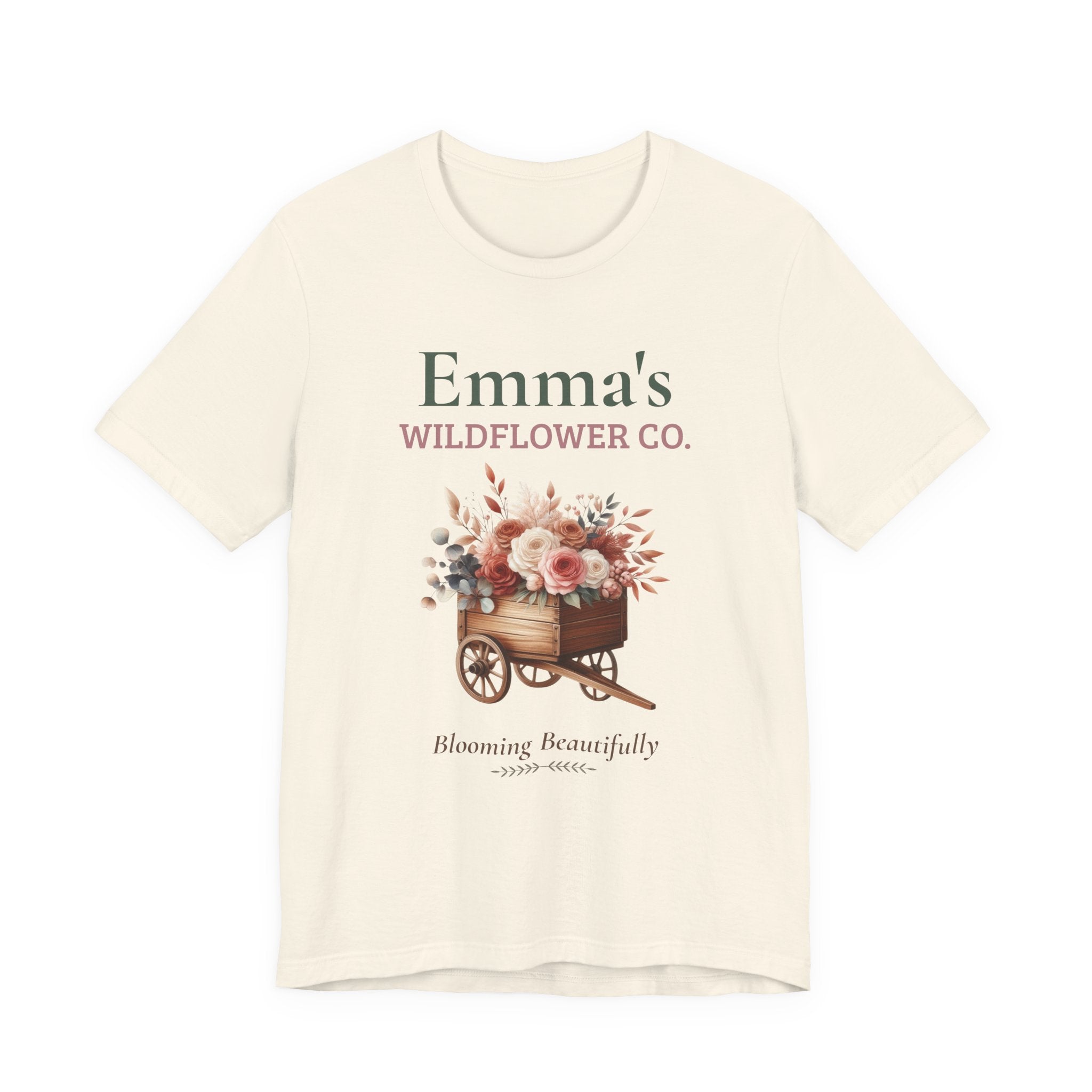 Wildflower Co. personalized t-shirt shown folded flat