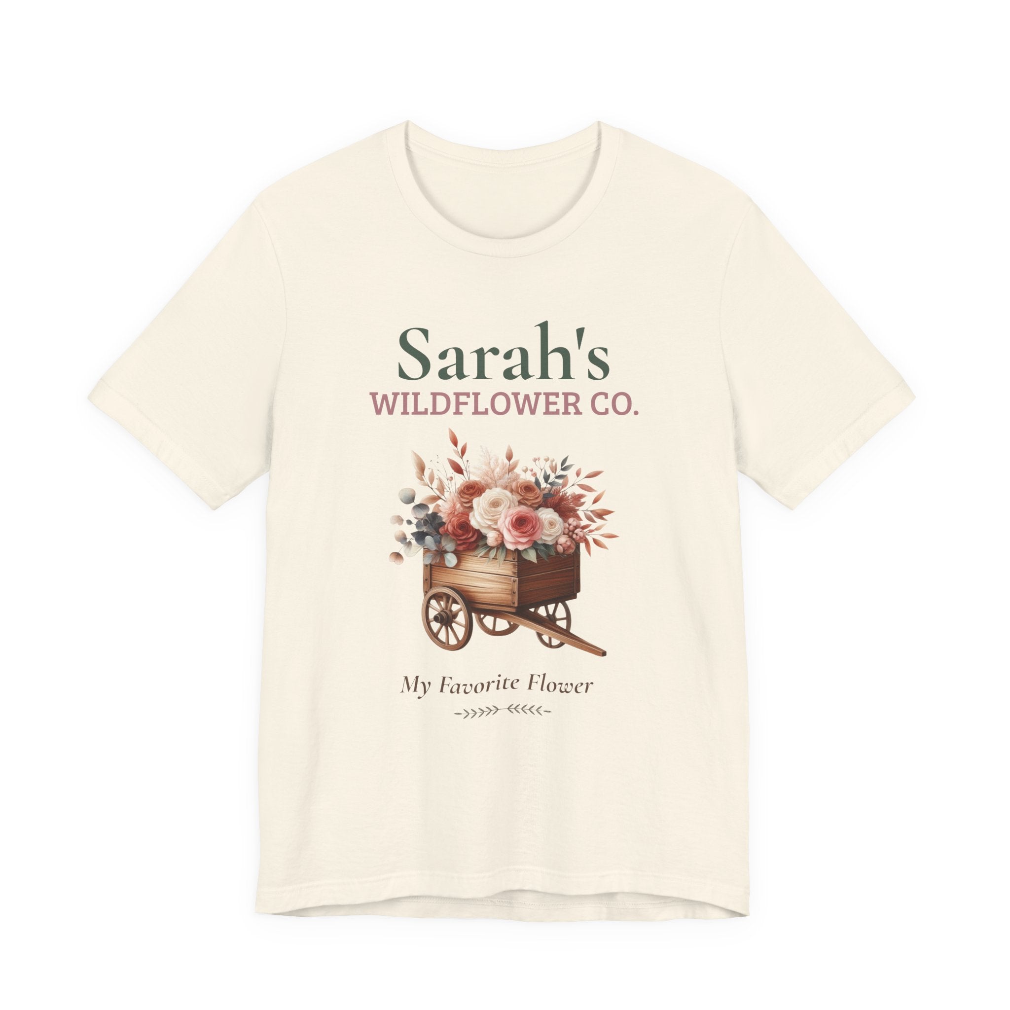 Wildflower Co. personalized t-shirt shown folded flat